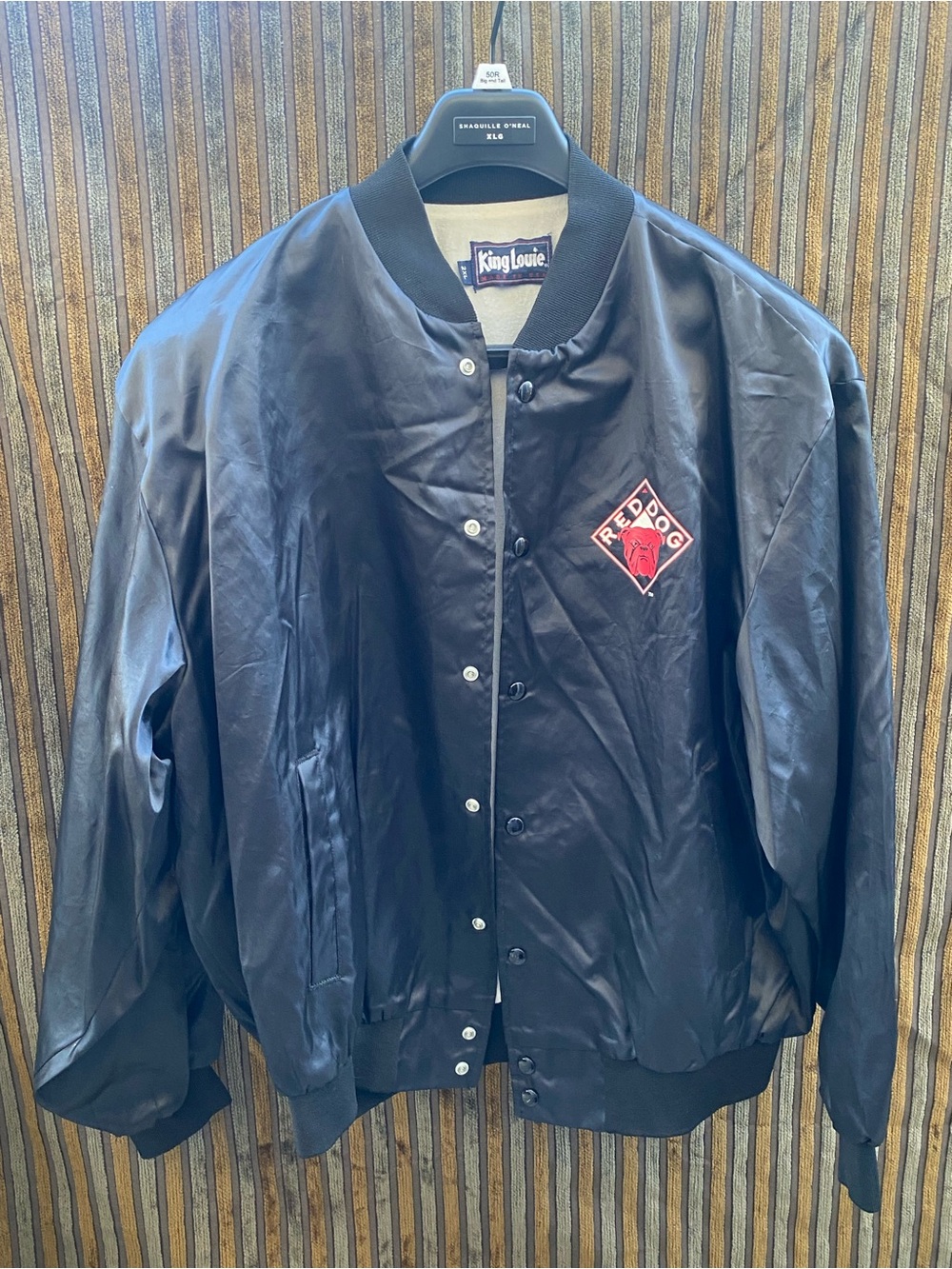 VINTAGE Red Dog Satin Bomber Jacket SIZE XXL